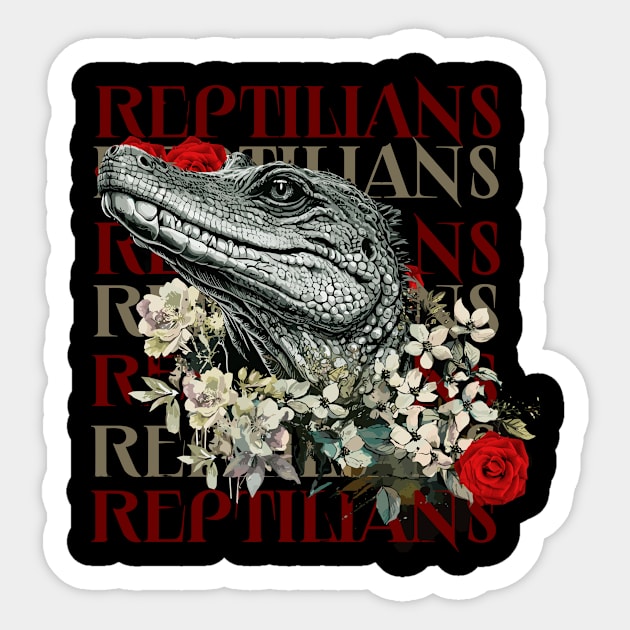 Reptilians alligator flowers cocodrile Sticker by Novaldesign